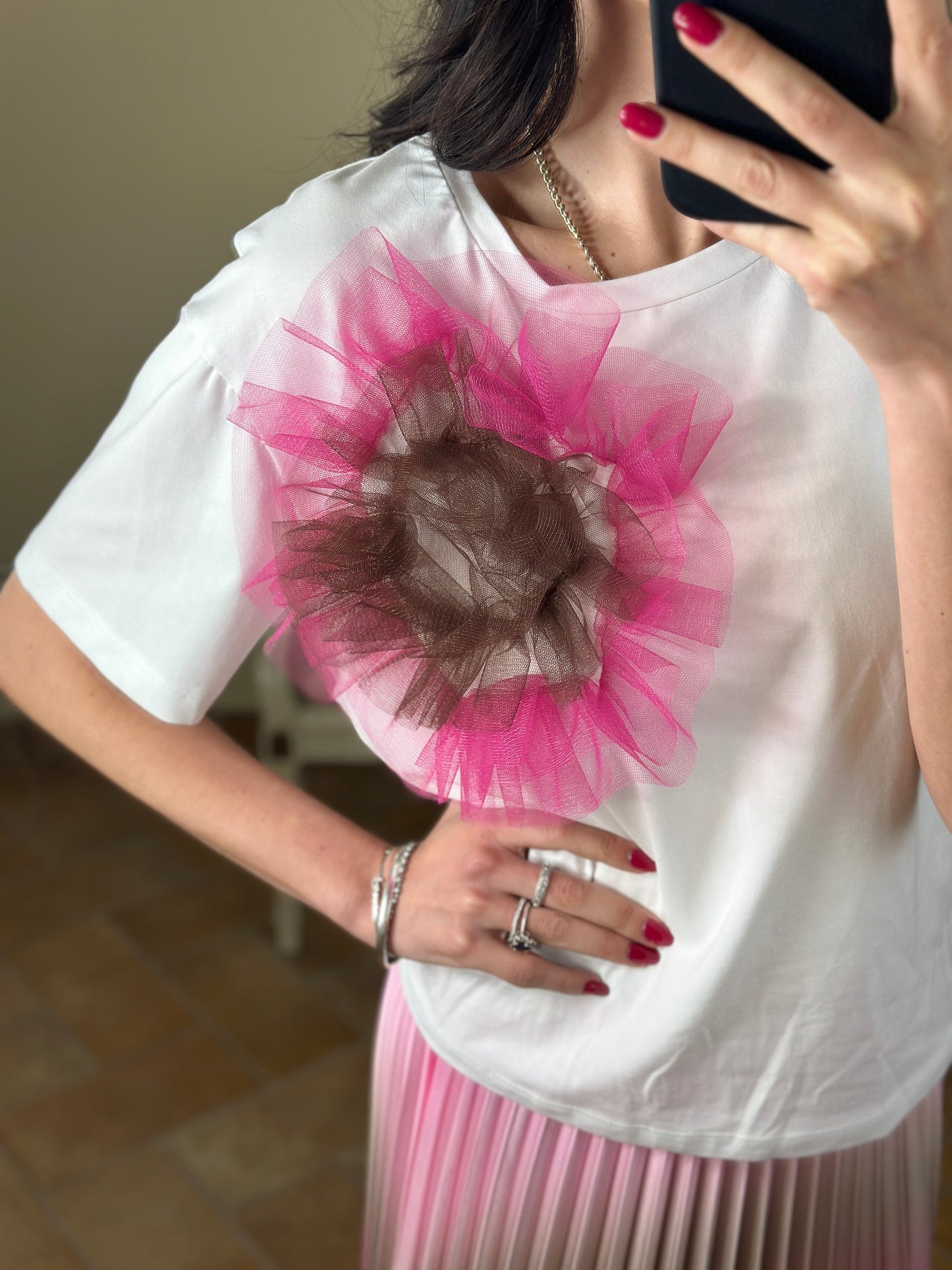 D'Elle T-shirt con fiore