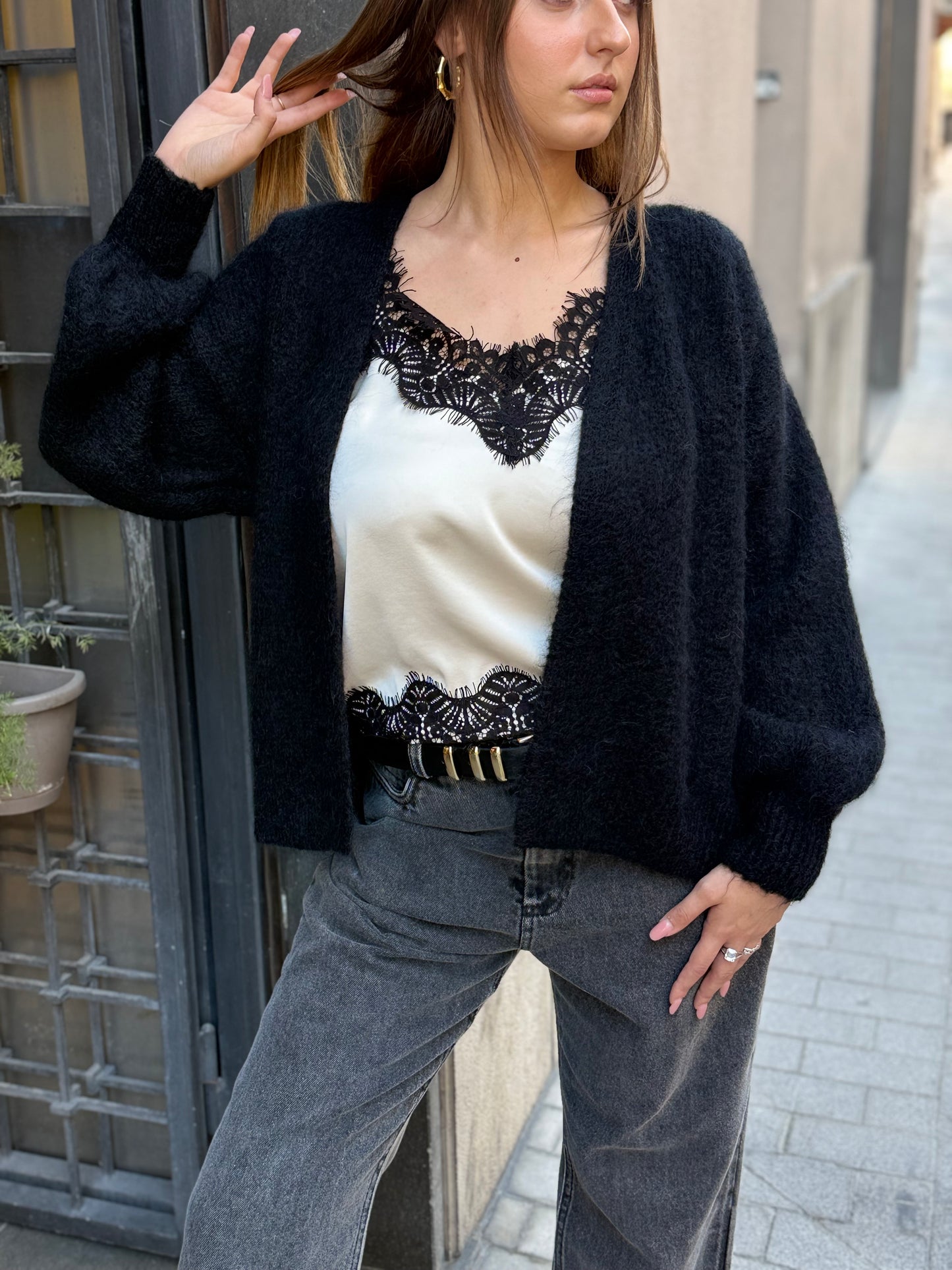 Cardigan con Mohair NERO