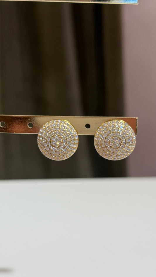 Orecchini bottoni piccoli strass Oro
