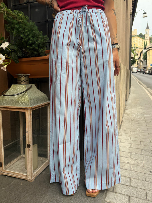 Tensione in Pantalone a righe celeste/india