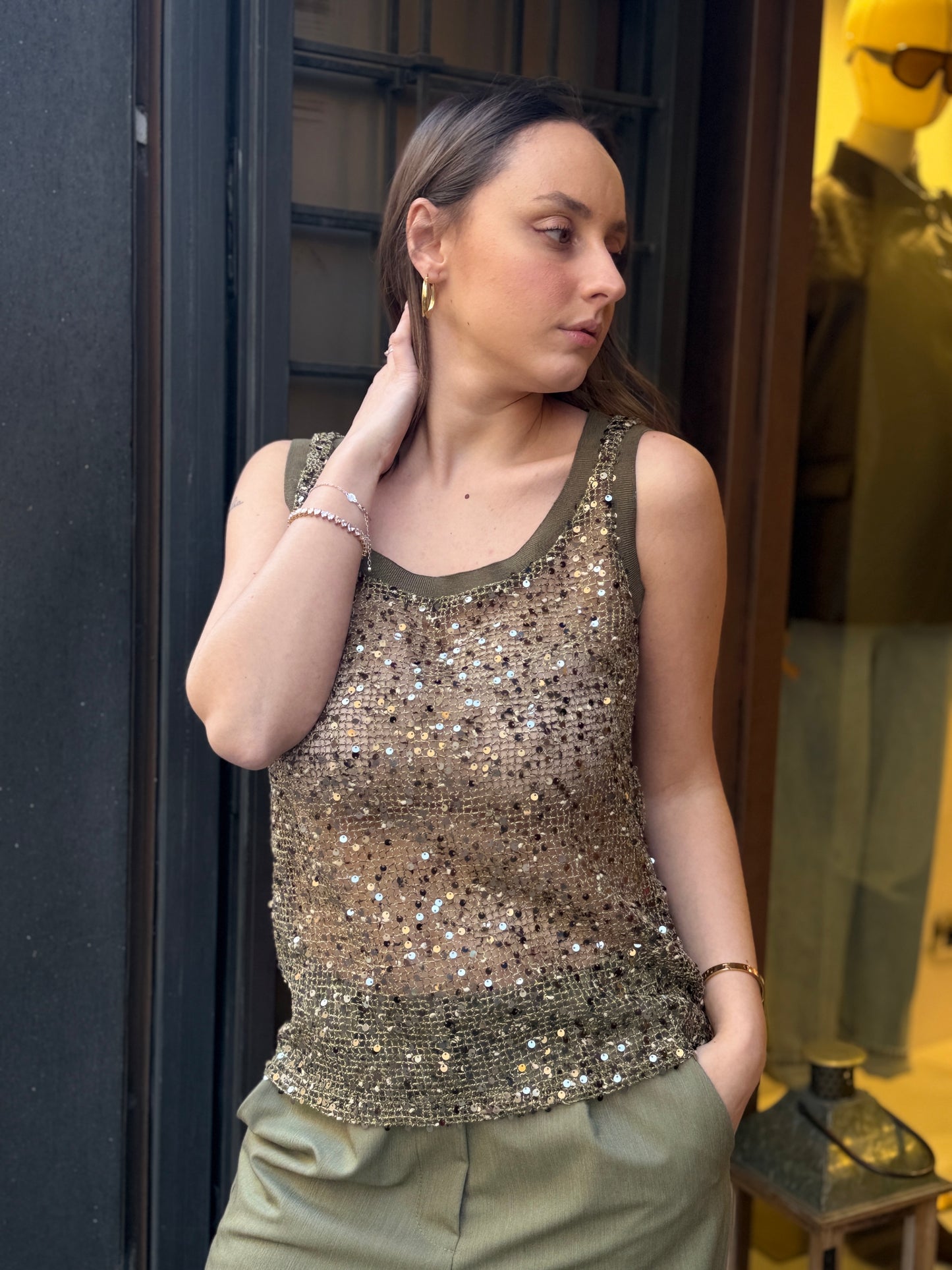 BohemianVì Boho Net Top Green