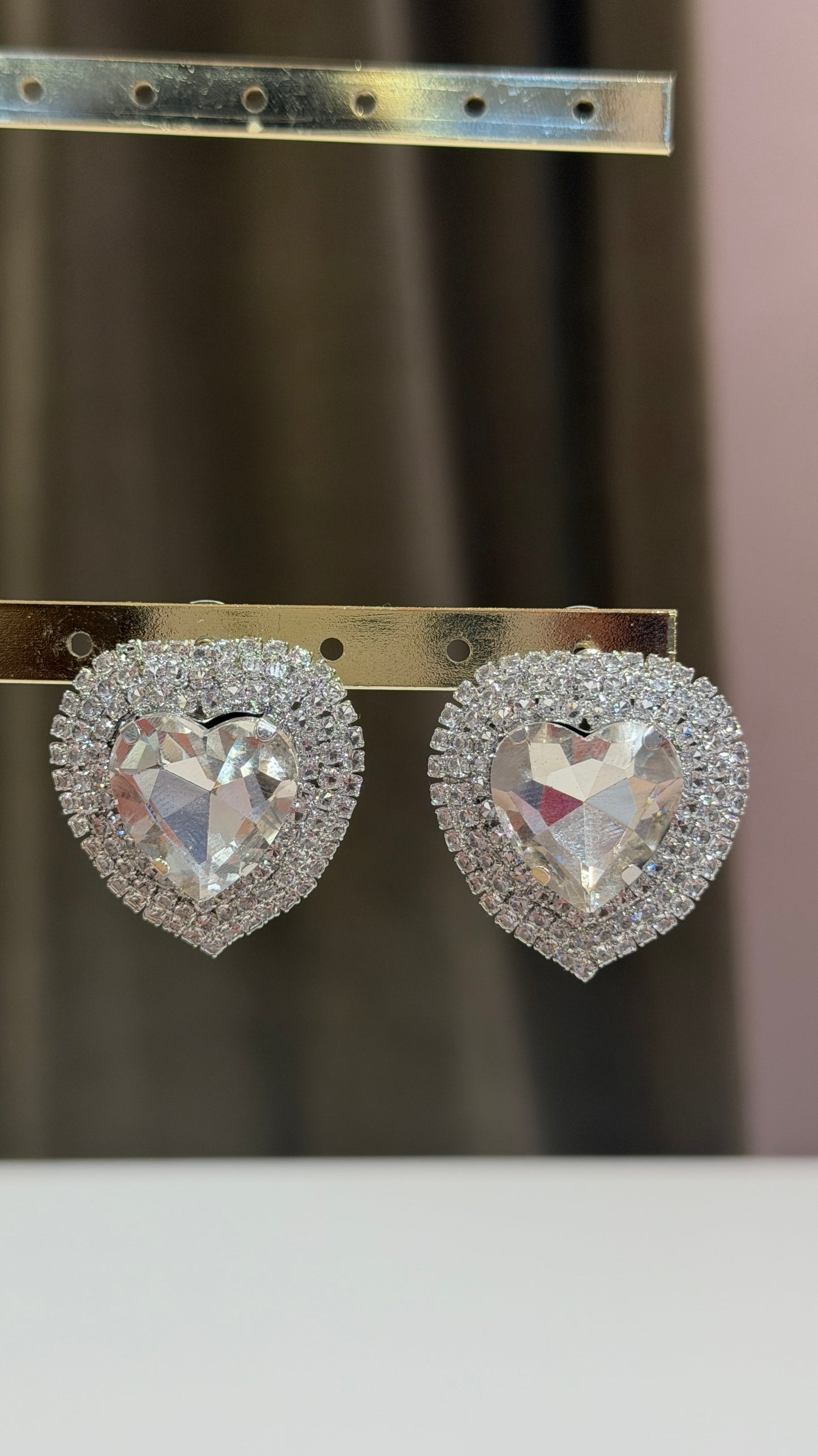 Orecchini cuori strass