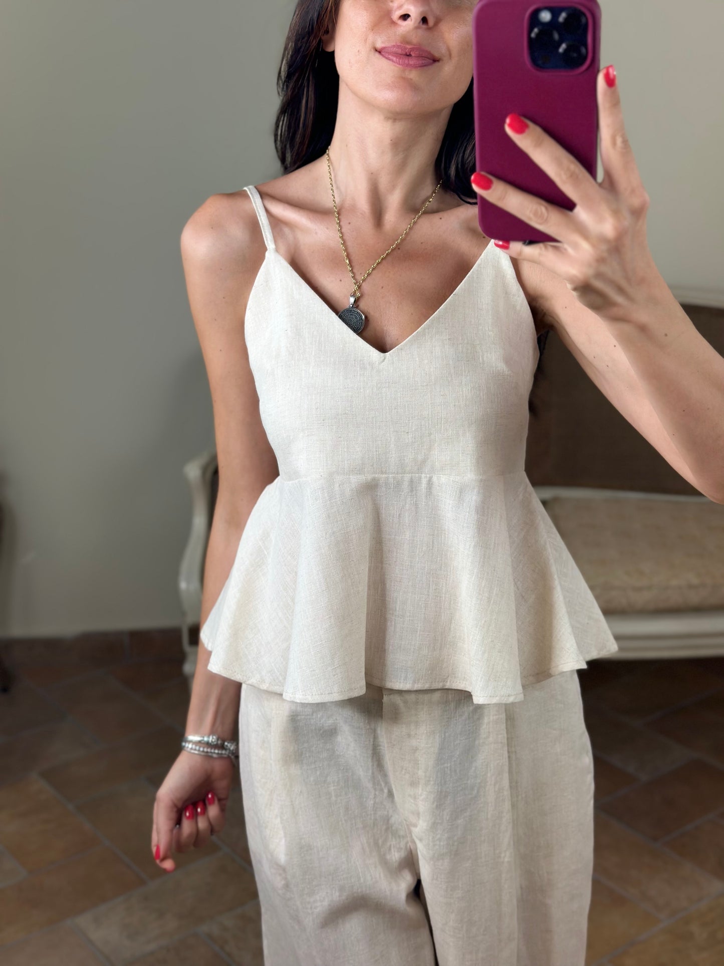 Tensione In Top con balza SABBIA