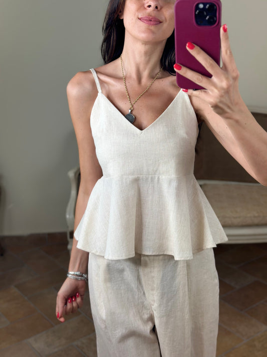 Tensione In Top con balza SABBIA