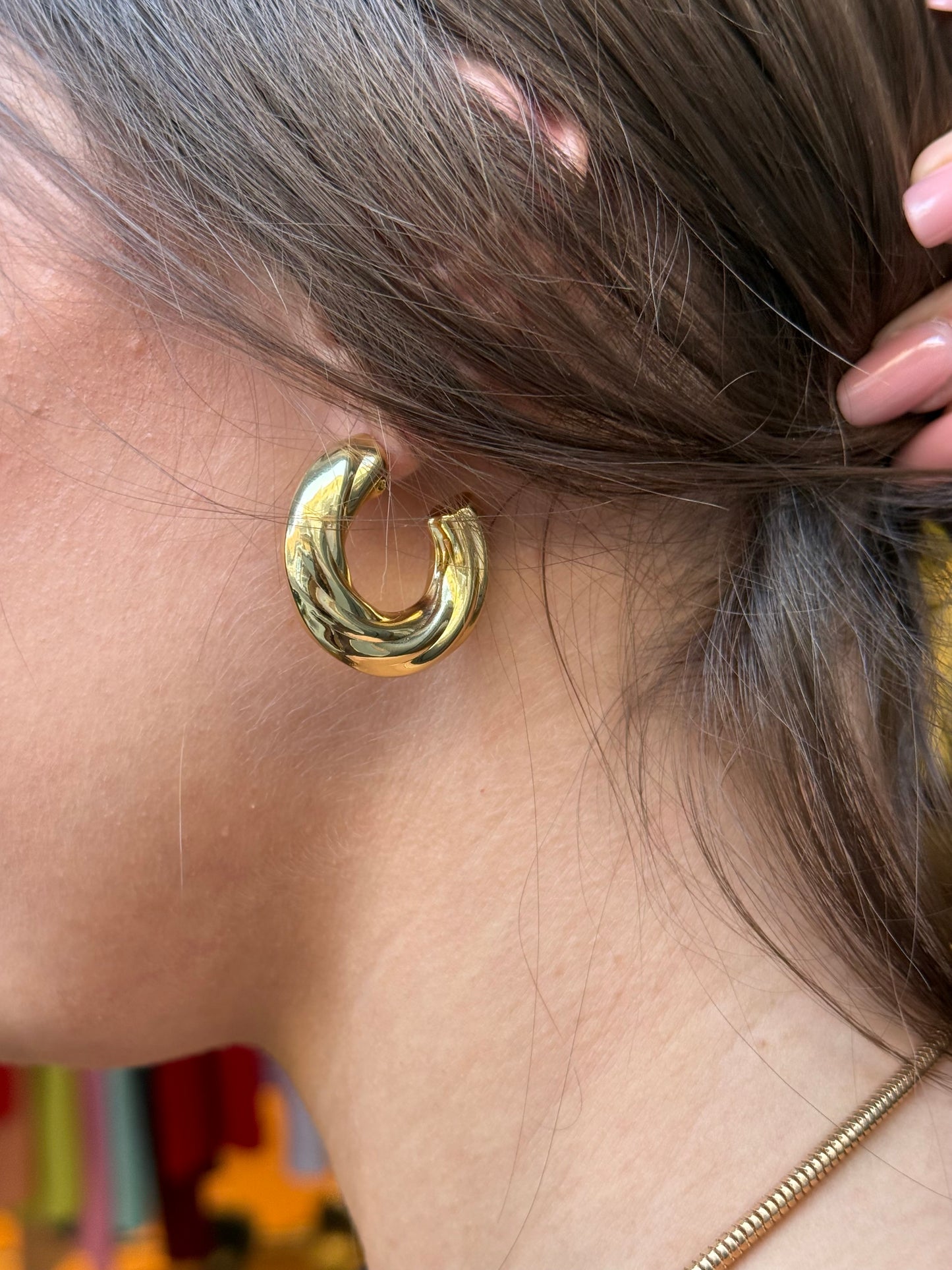 Orecchini semicerchi bombati rigati ORO small