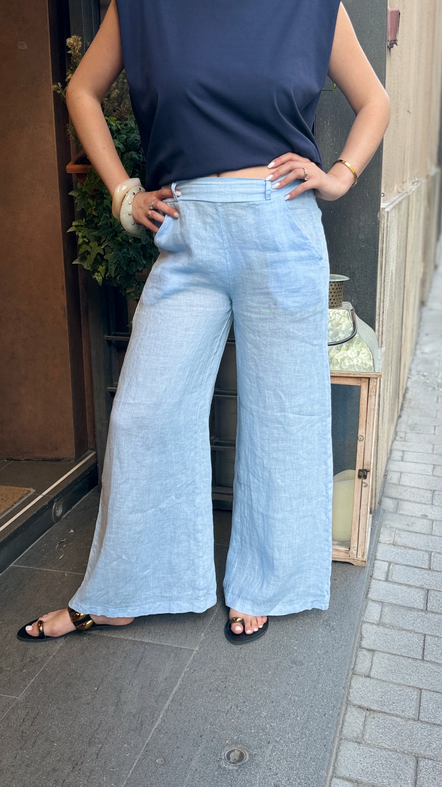 Pantalone MALIBÙ in lino a palazzo (disponibile in più colori)