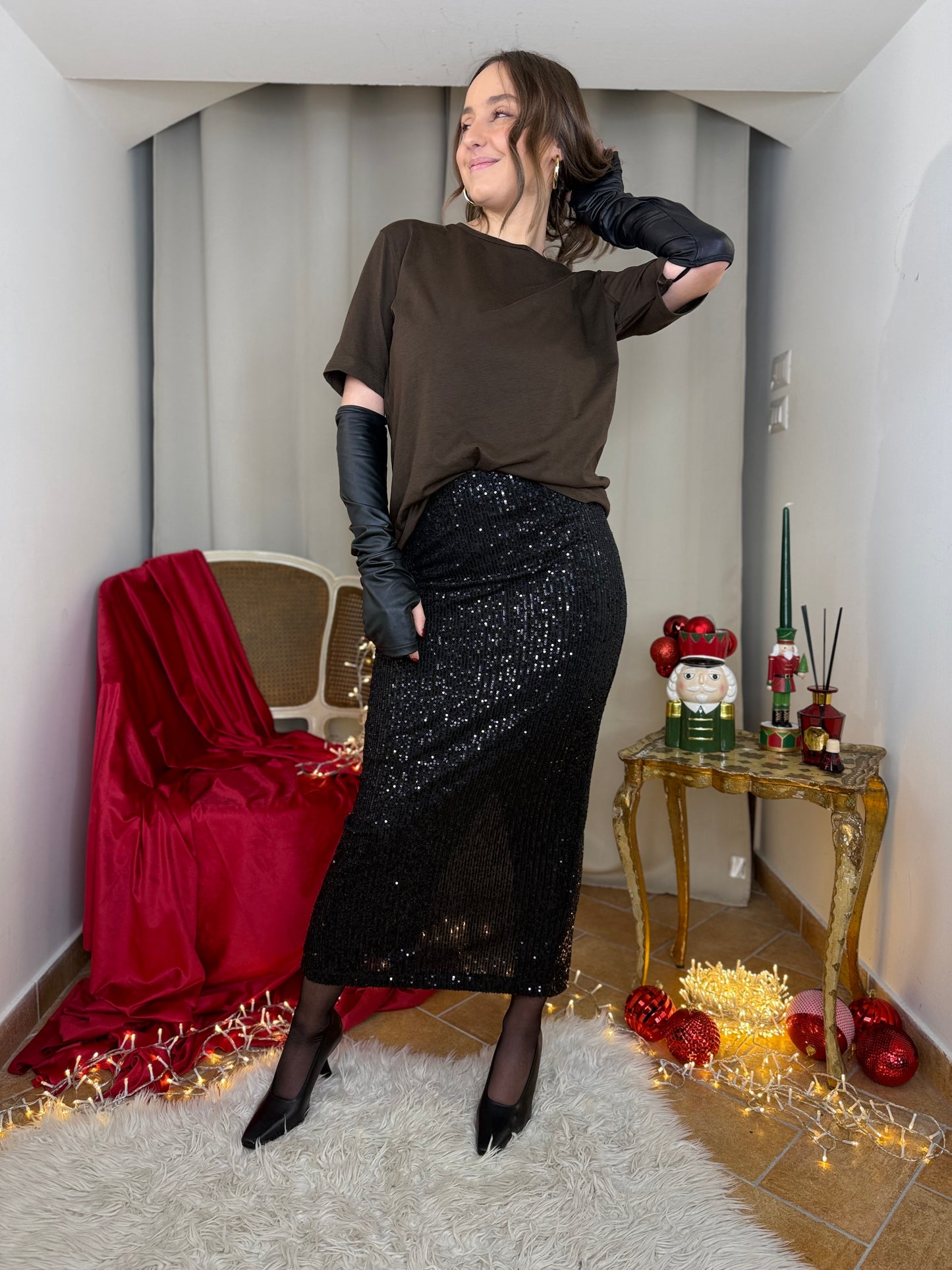 Tensione in Longuette con micro paillettes NERA