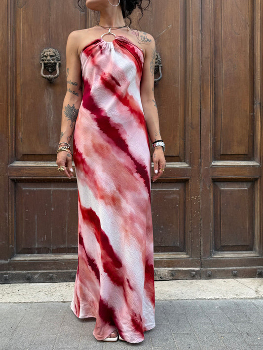 Haveone Abito Tie dye con collana dorata