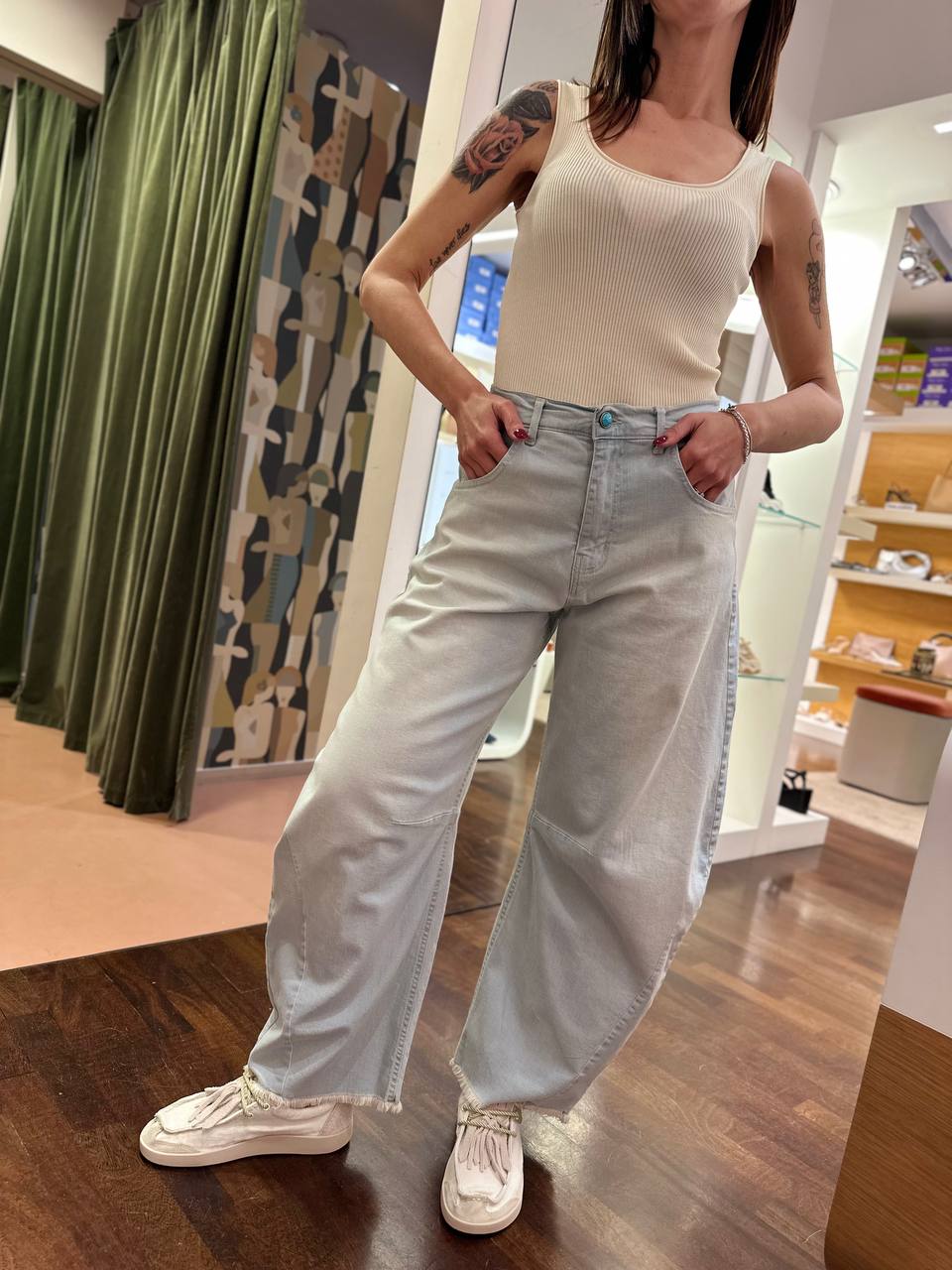 Canotta a costine PANNA E NERA