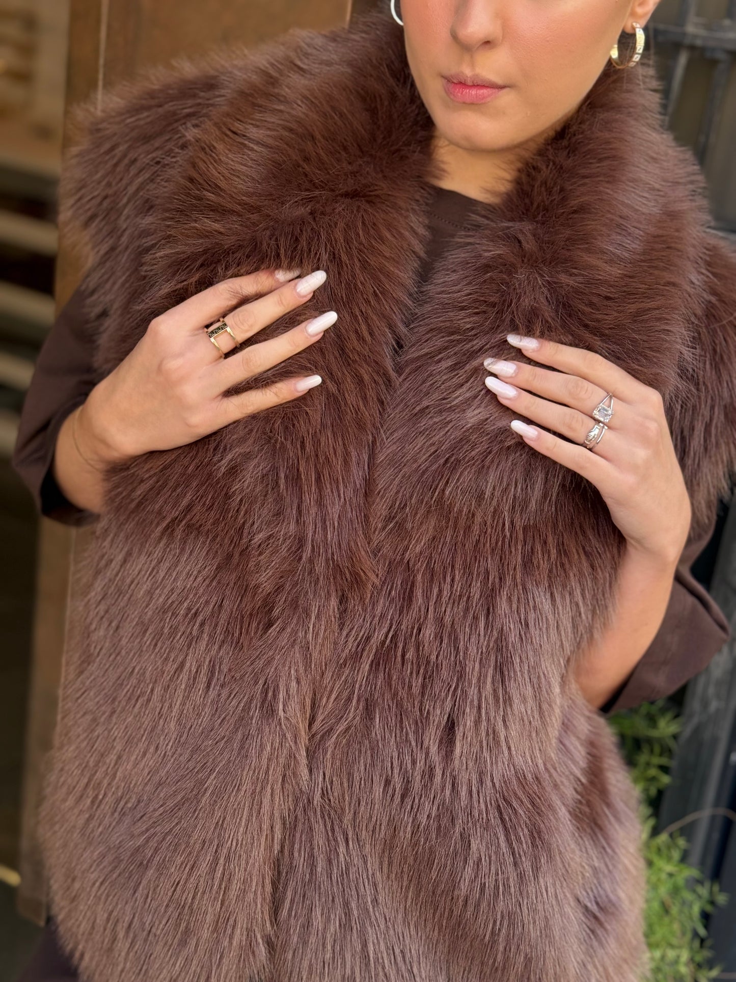 Tensione In Gilet ecopelliccia MORO