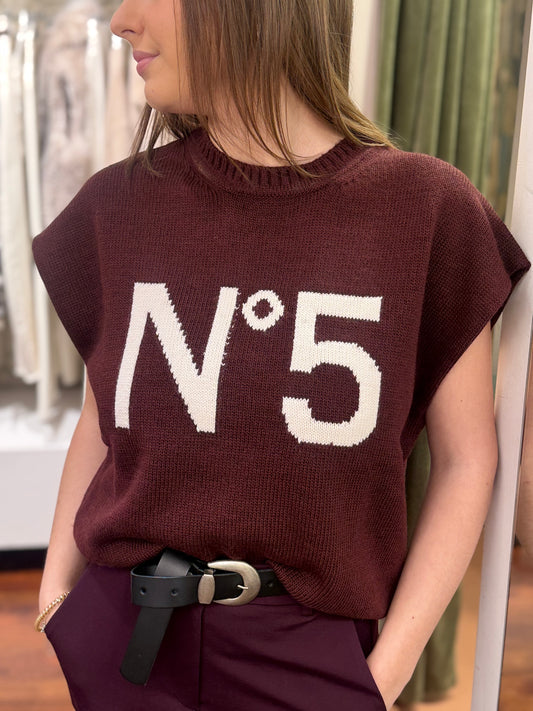 Tensione In Maglia gilet N°5 BURGUNDY/PANNA