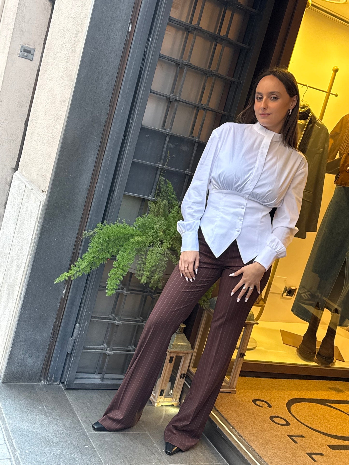 Silence Limited Pantalone STRIPE FLARE Brown