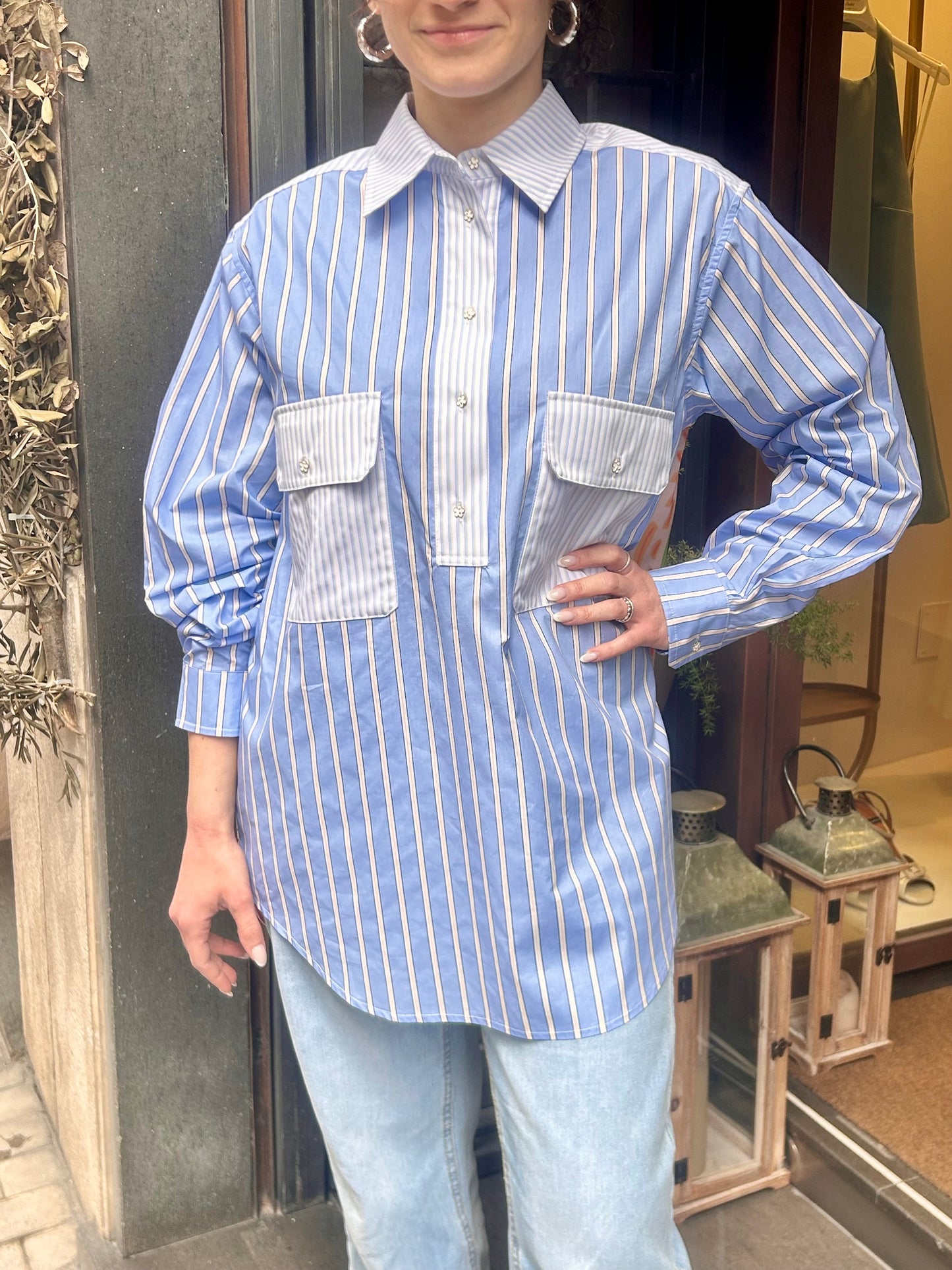 Since're Paris Camicia BLUE STRIPED-SAFARI