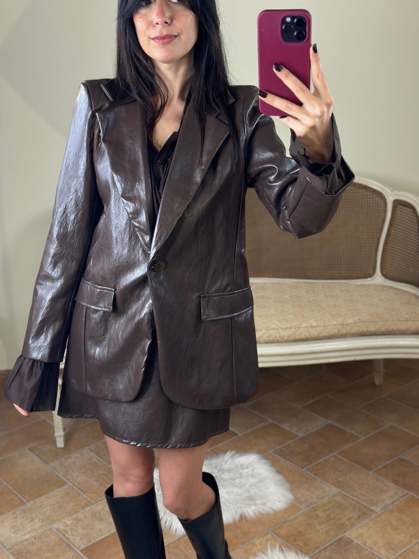 Giacca in vinile CIOCCOLATO