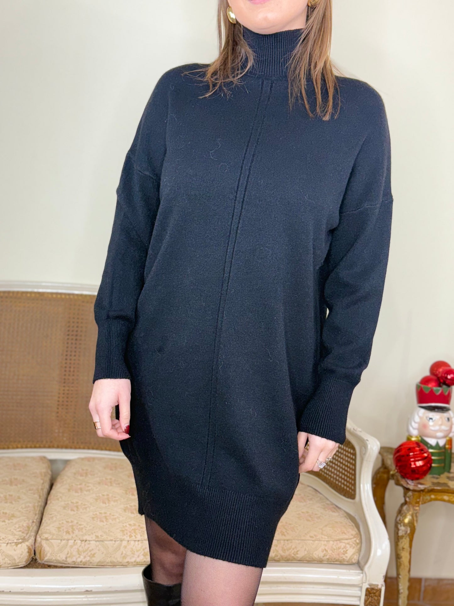 Abito in maglia a collo alto NATASCIA Nero