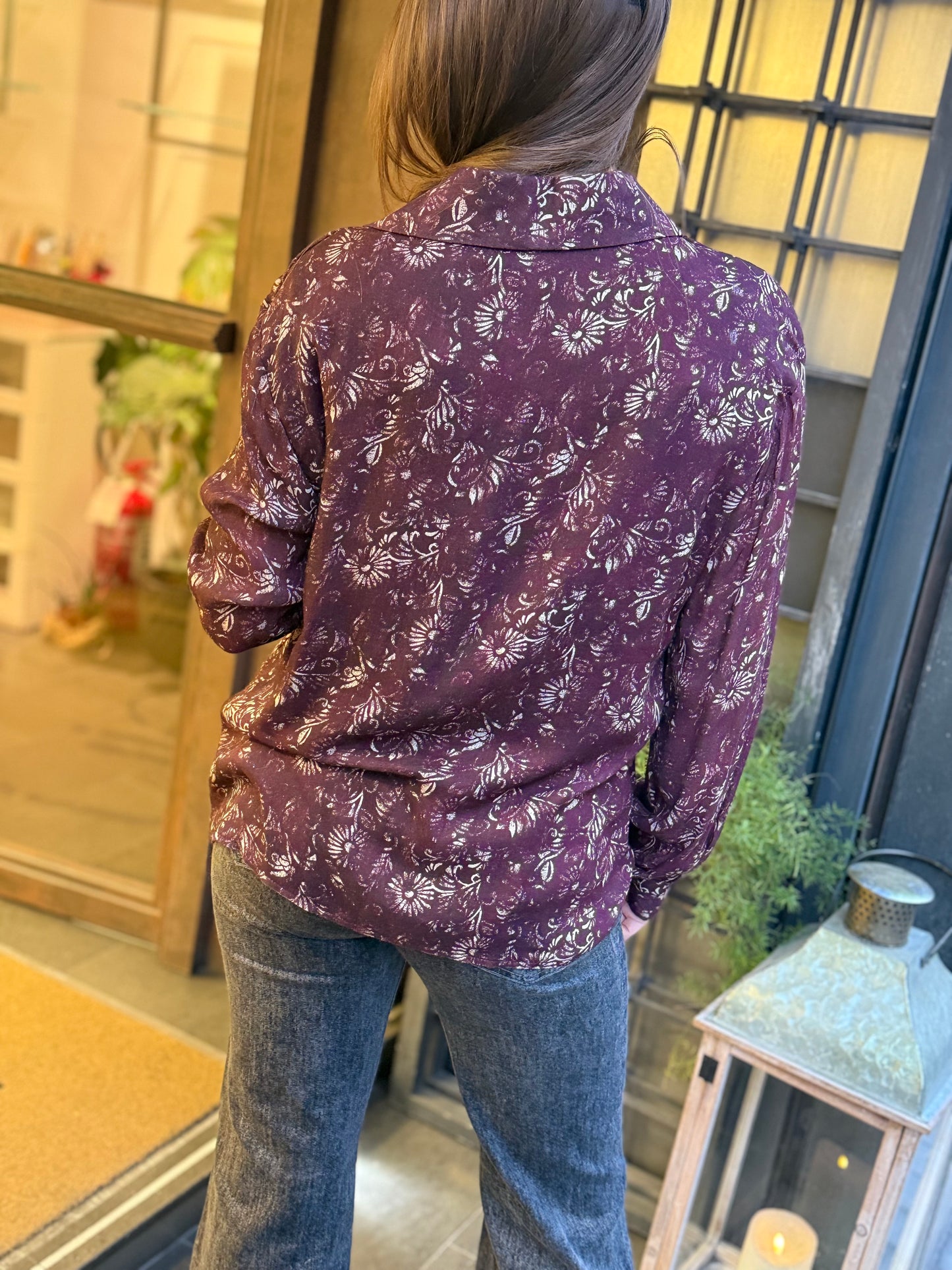 Blusa KAYA stampa floreale BORDEAUX