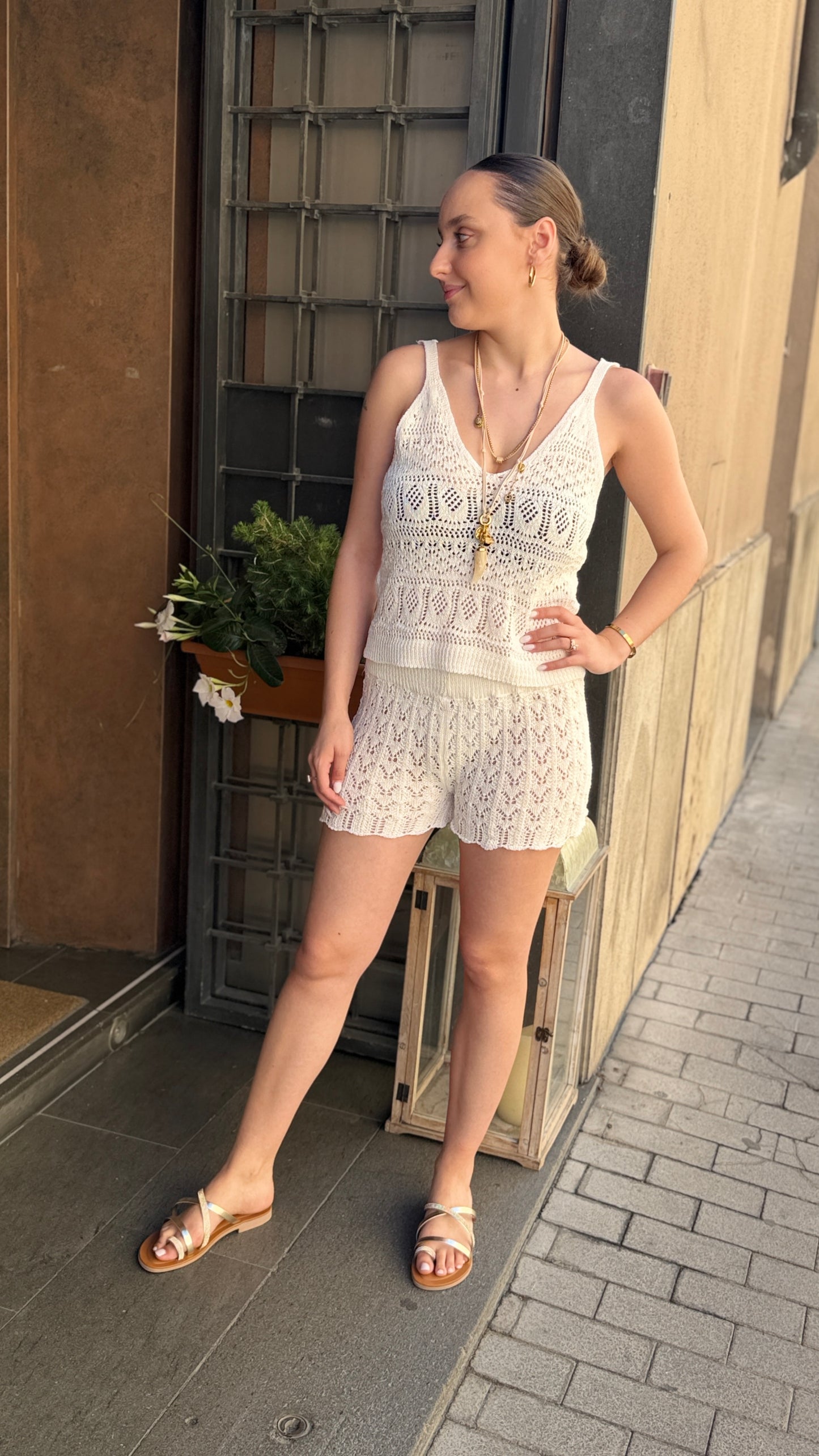 Coordinato crochet Fango/NERO/GESSO
