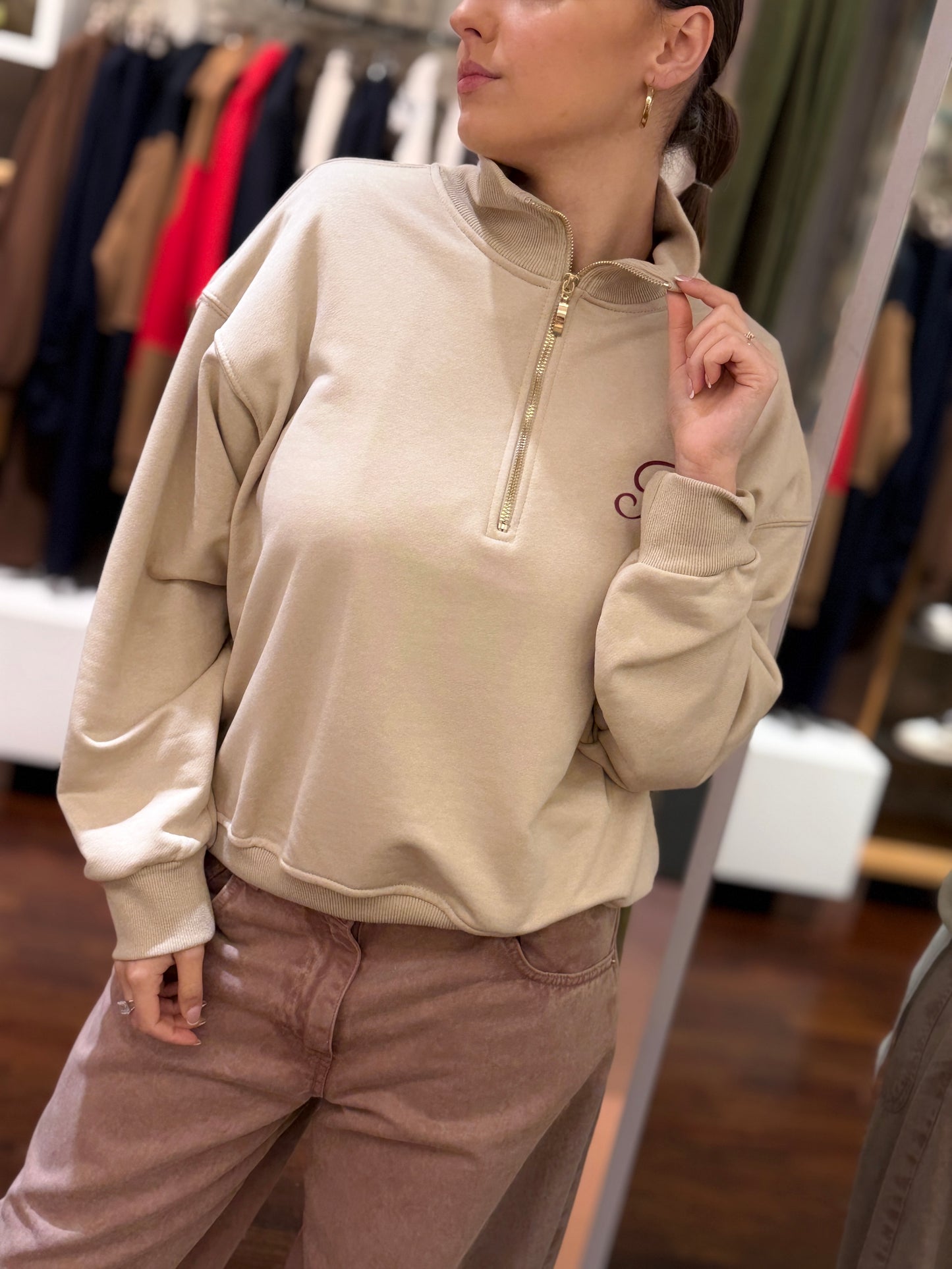 Tensione in Felpa "RITZ" BEIGE/BORDEAUX