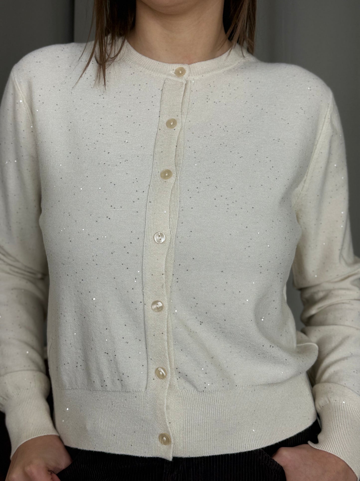 Cardigan in viscosa con micro paillettes (disponibile in più colori)