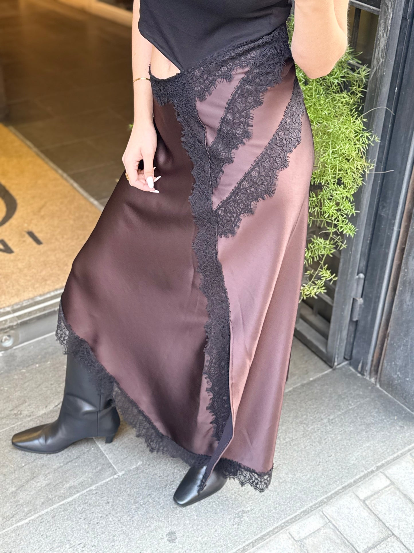 Tensione In Abito con gonna lingerie in pizzo NERO/MORO