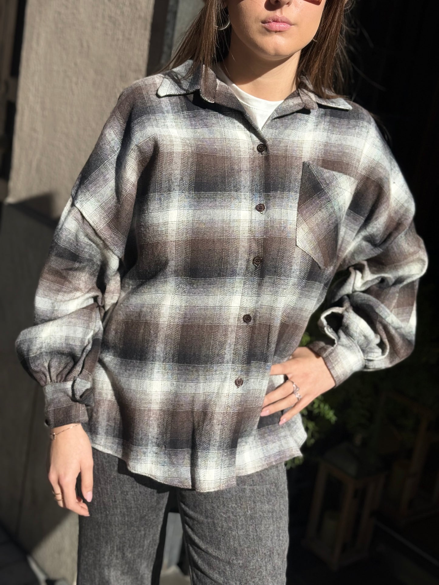 Camicia BRENDA check in flanella MORO/NERO