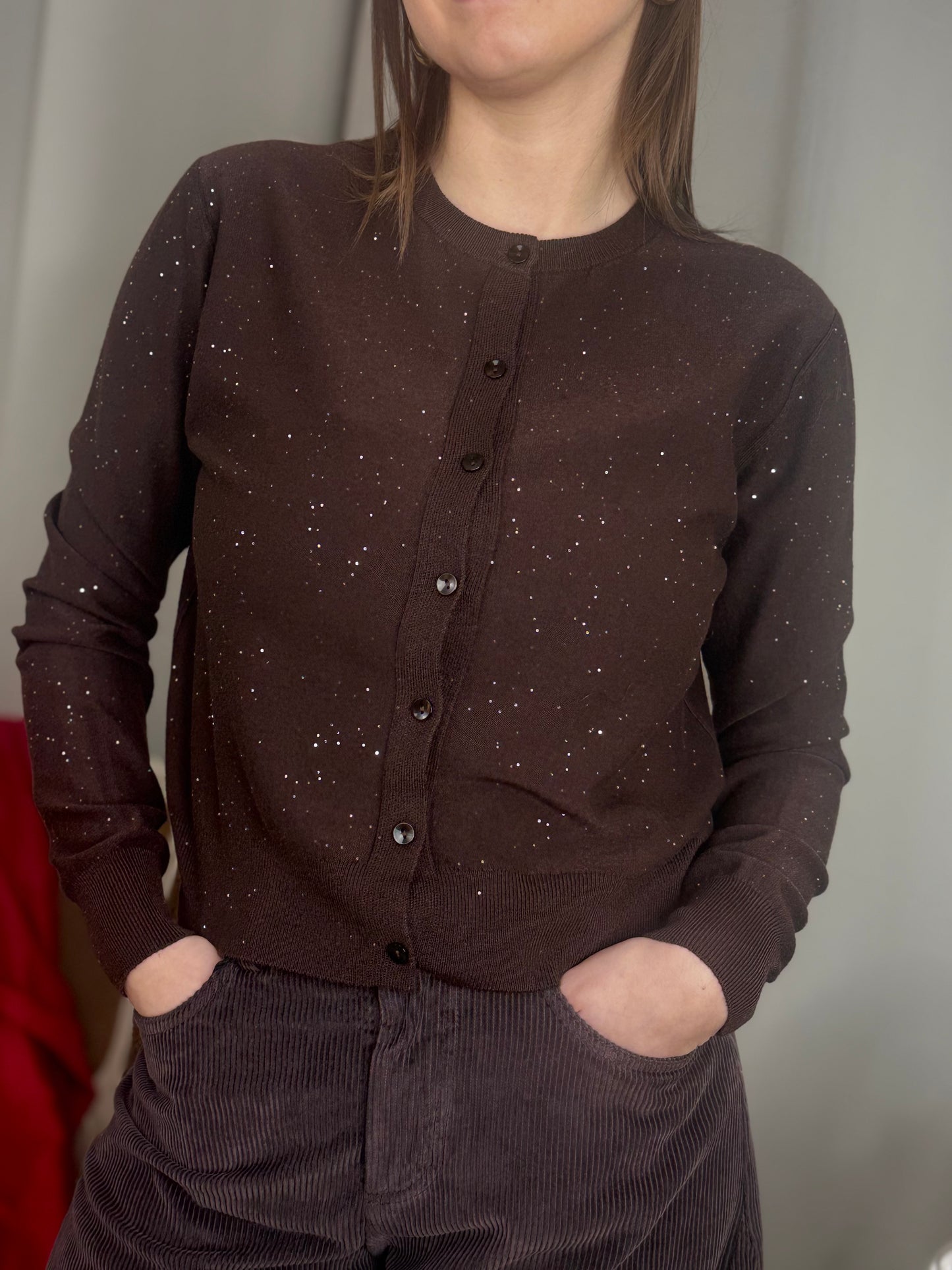 Cardigan in viscosa con micro paillettes (disponibile in più colori)