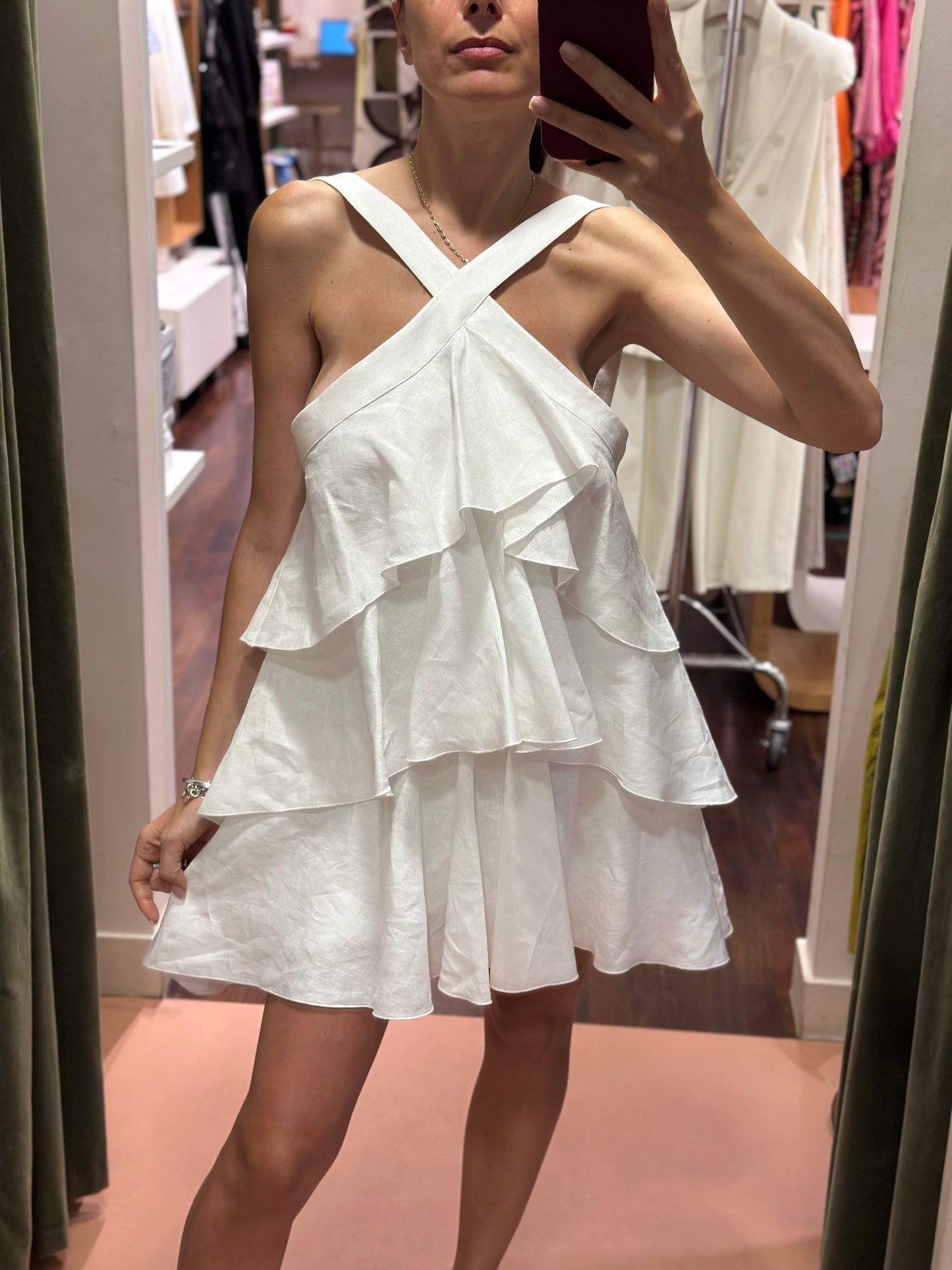 Silence Limited Mini Linum Dress White