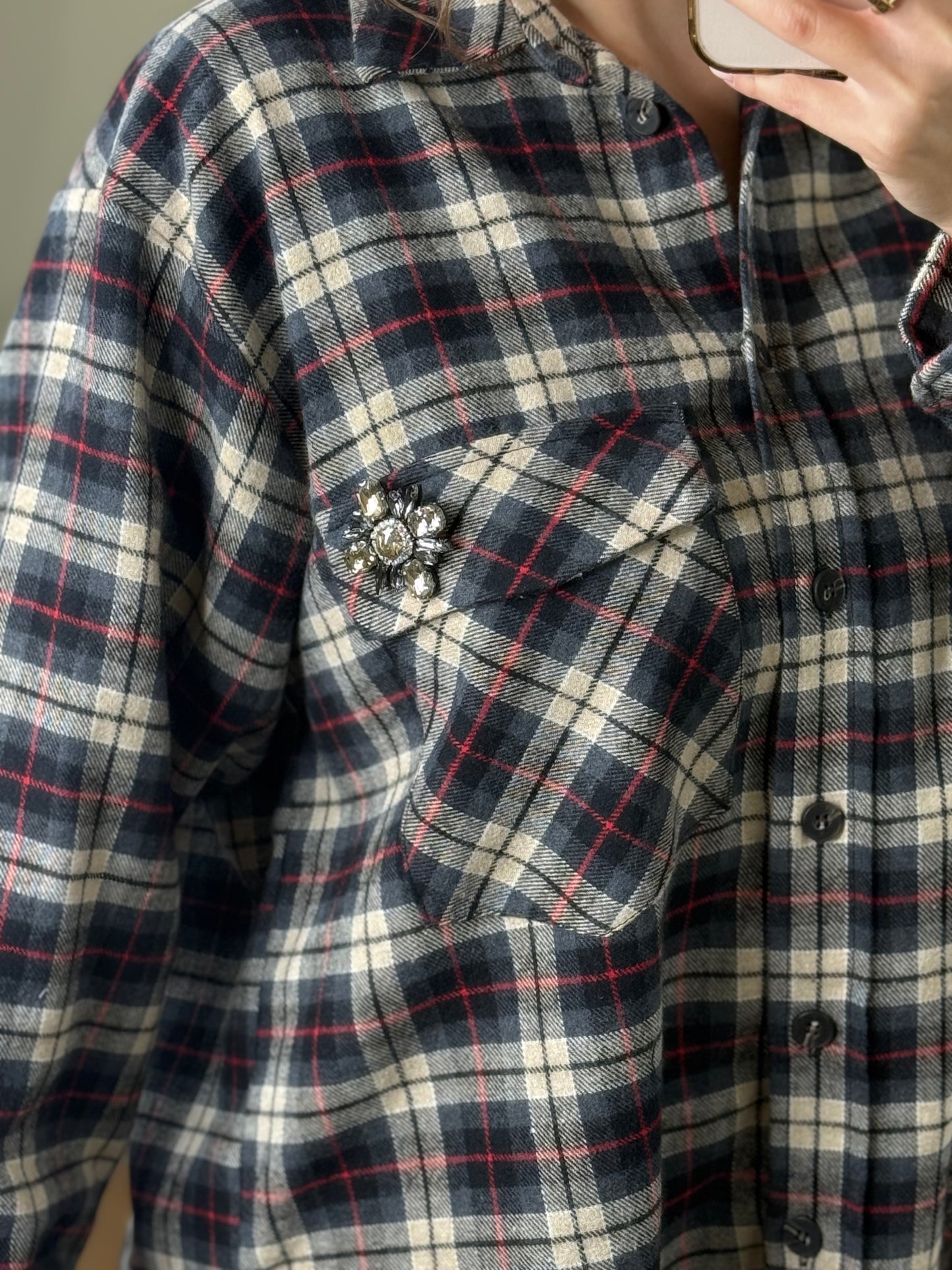 Tensione In Camicia over tartan GRIGIO/ROSSO