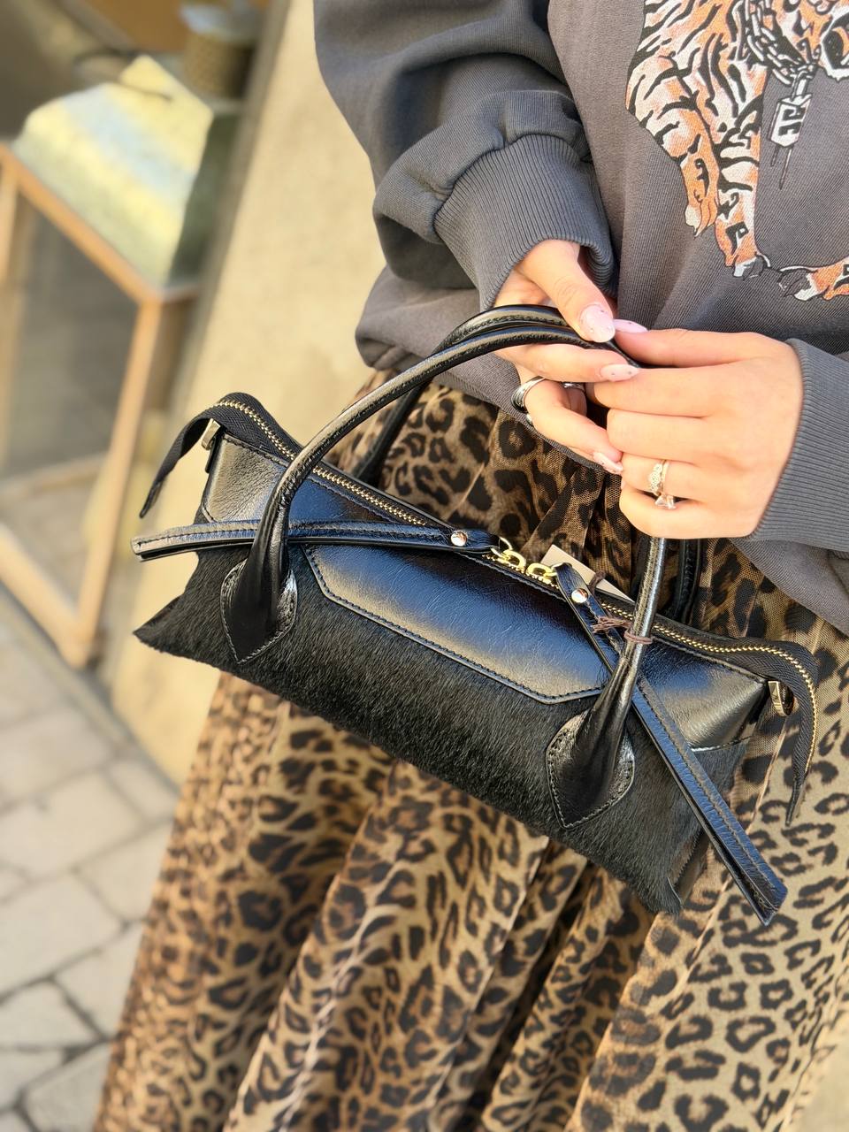 Cuoieria Fiorentina TOTE bag mini cavallino NERO