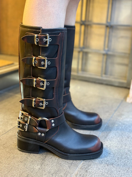 Ovyè Biker MORO con fibbie effetto vintage