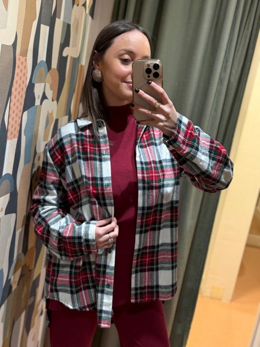 Camicia quadri in flanella ROSSO/VERDE/BURRO