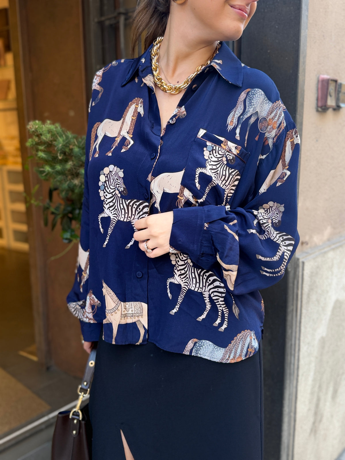 Tensione in camicia fantasia BLU