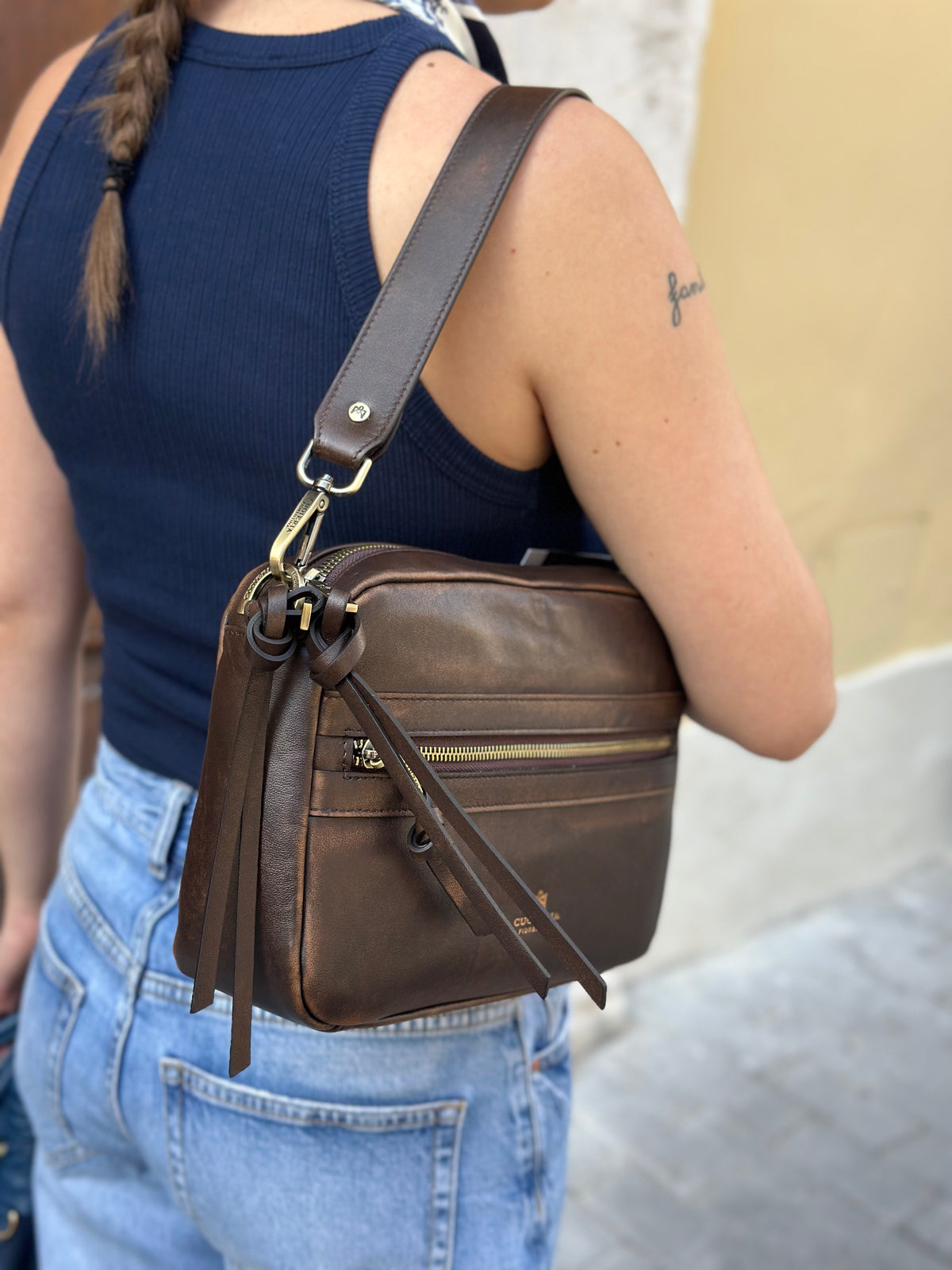 Cuoieria Fiorentina CAMERON CAMERA BAG CARAMEL