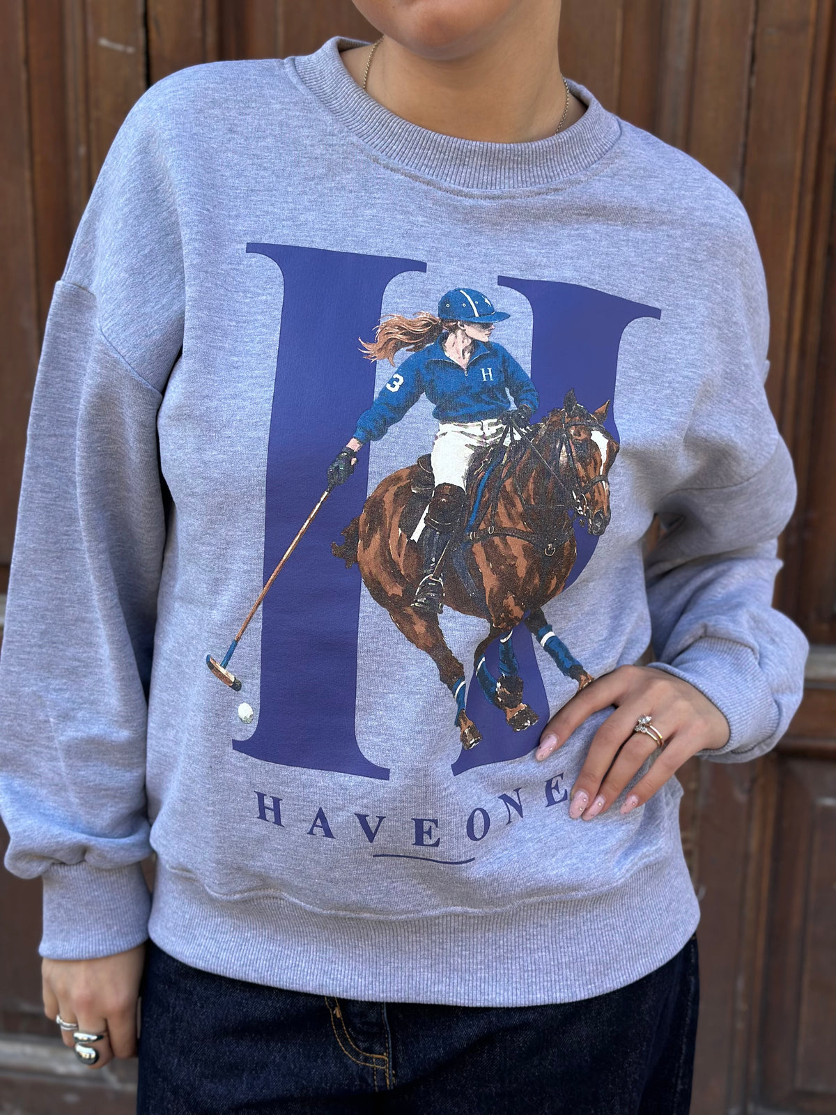 Haveone Felpa HORSES MORO E GRIGIA