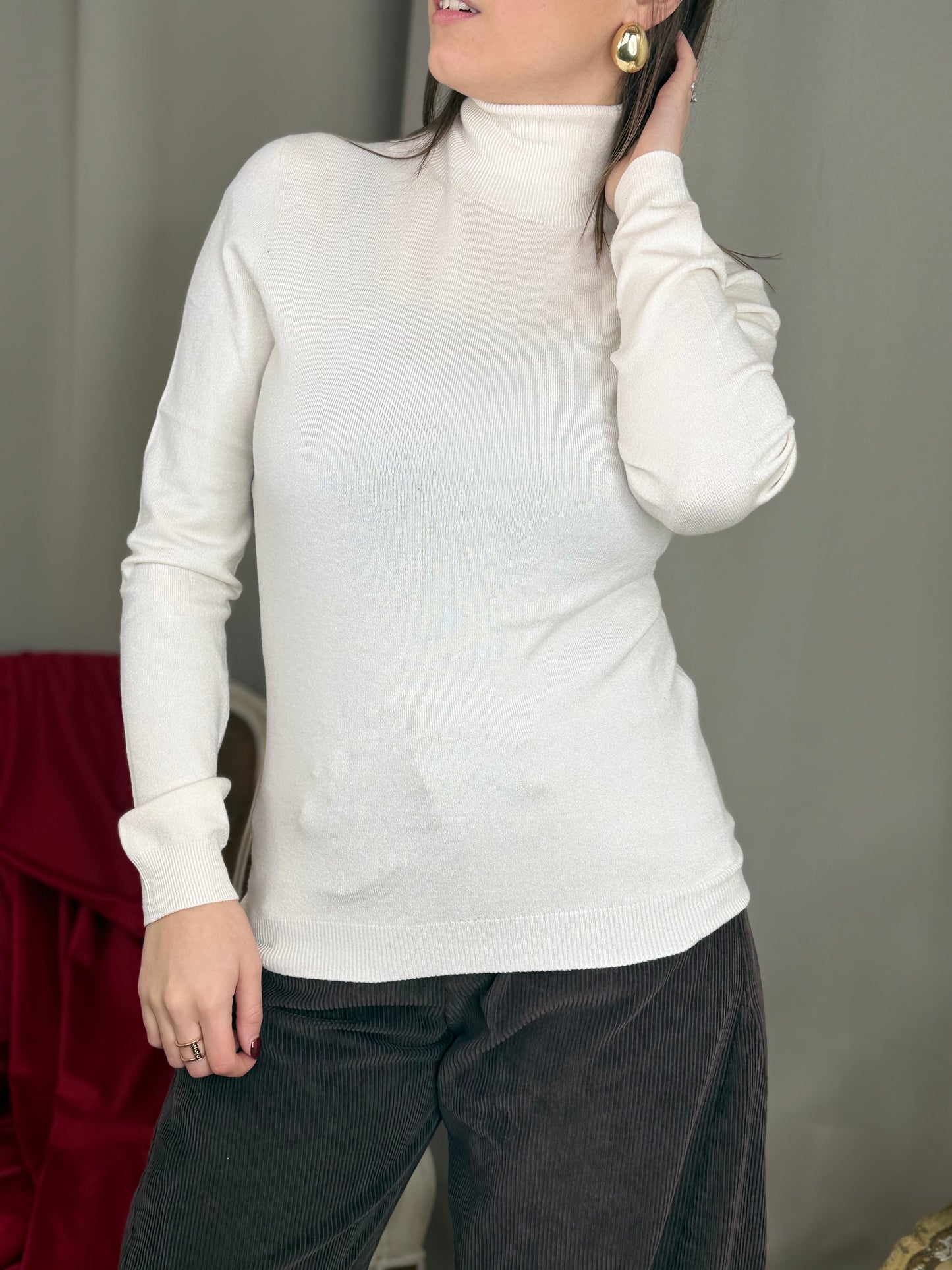 Maglia collo alto viscosa integrale BURRO