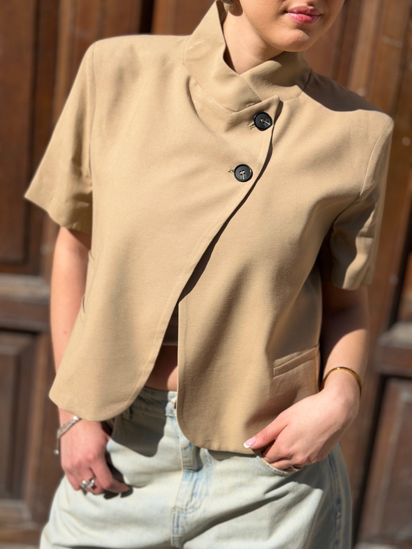 Haveone giacca mezza manica BEIGE