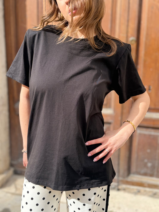 T-shirt spalla imbottita NERA