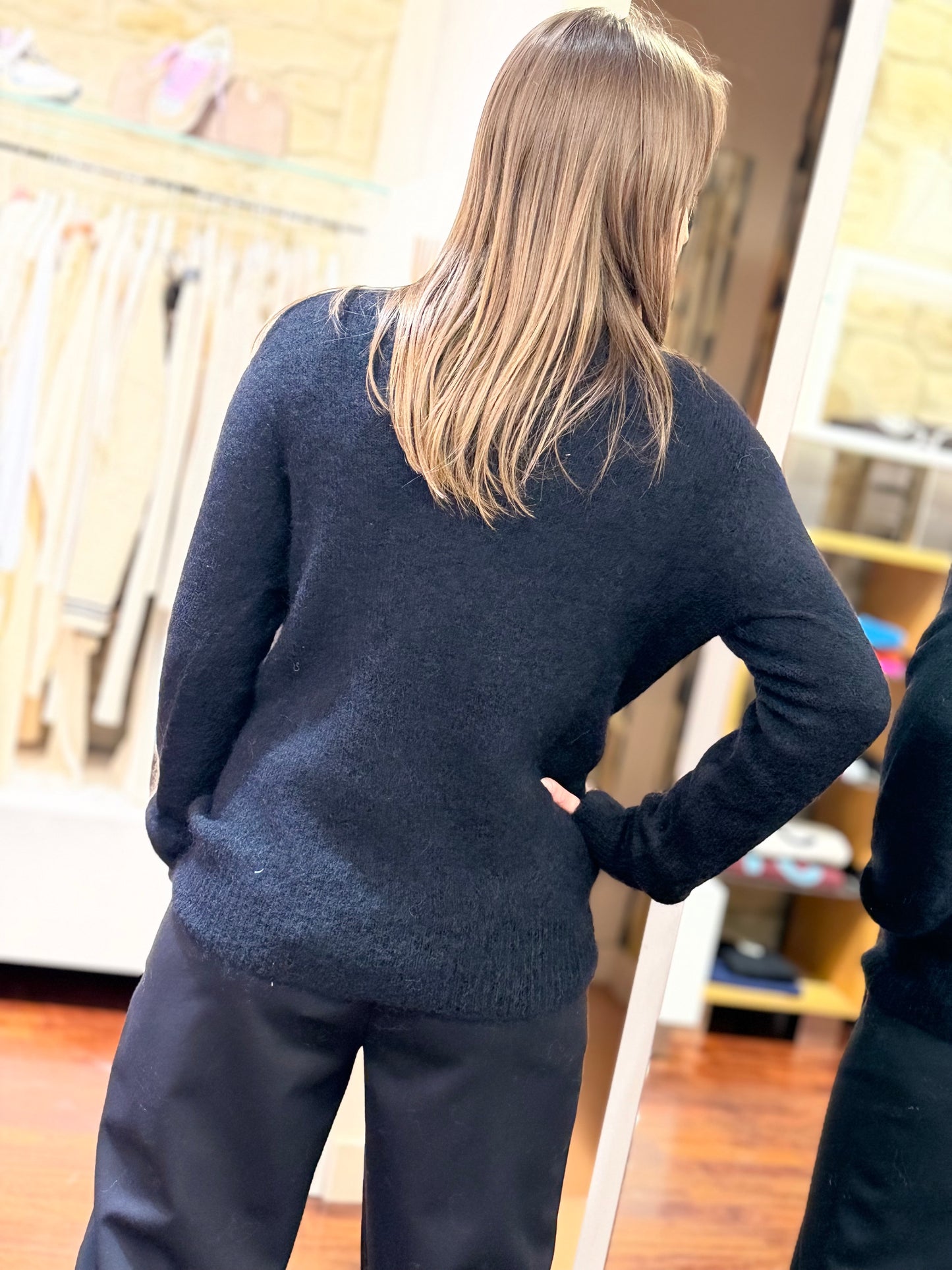 Tensione in Maglia collo alto in Mohair NERO