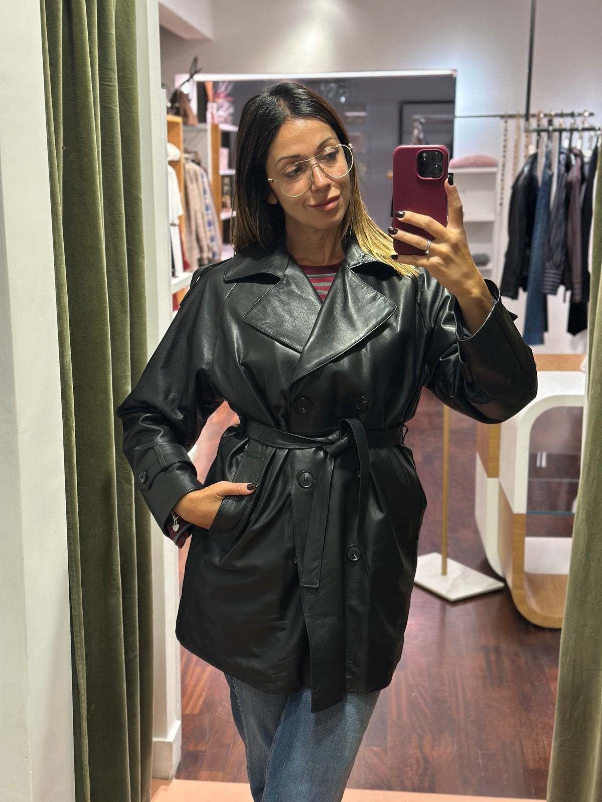 Trench in vera pelle NERO
