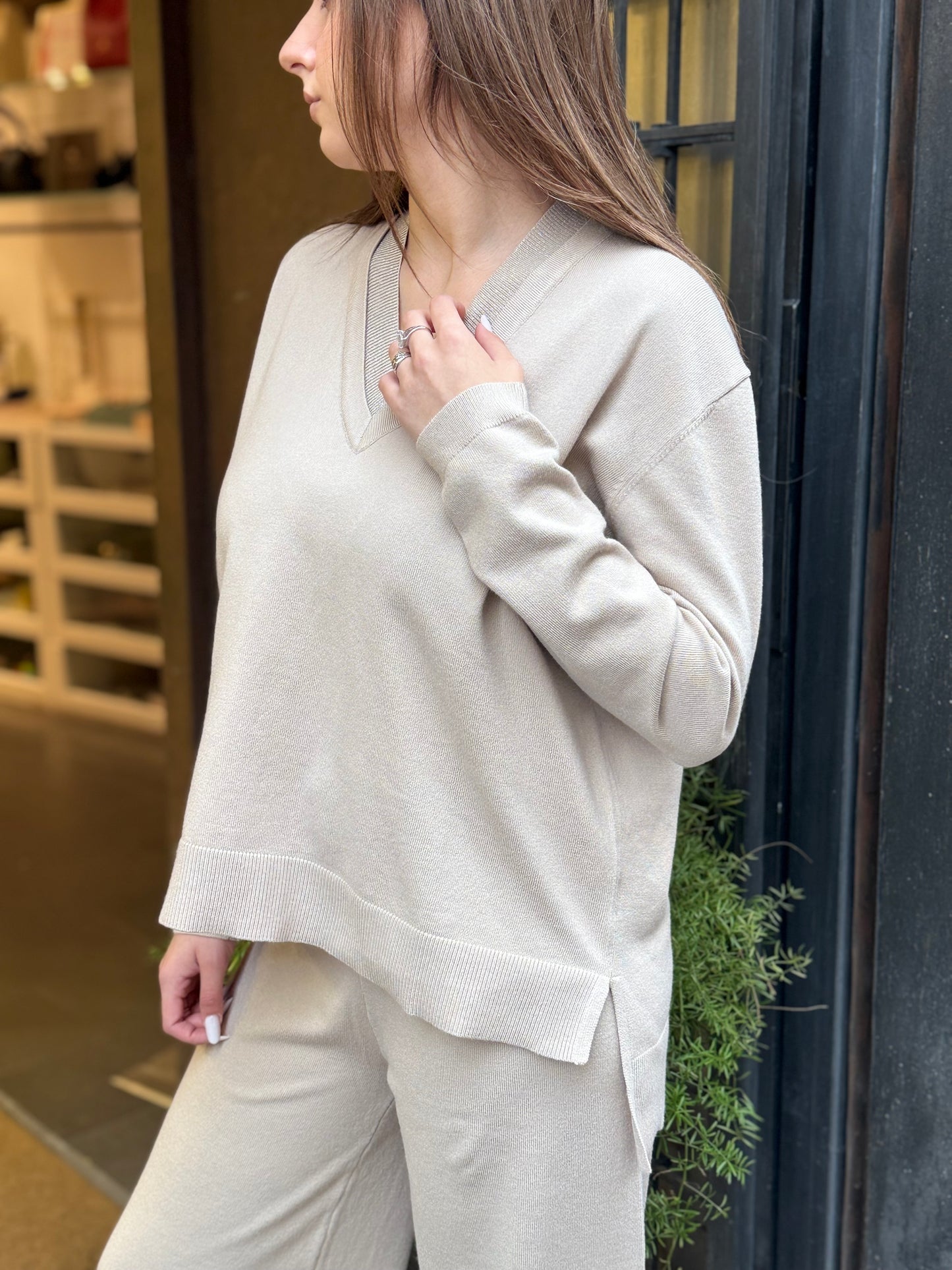 Anonyme Maglia VISCOSE LUREX KNITWEAR beige