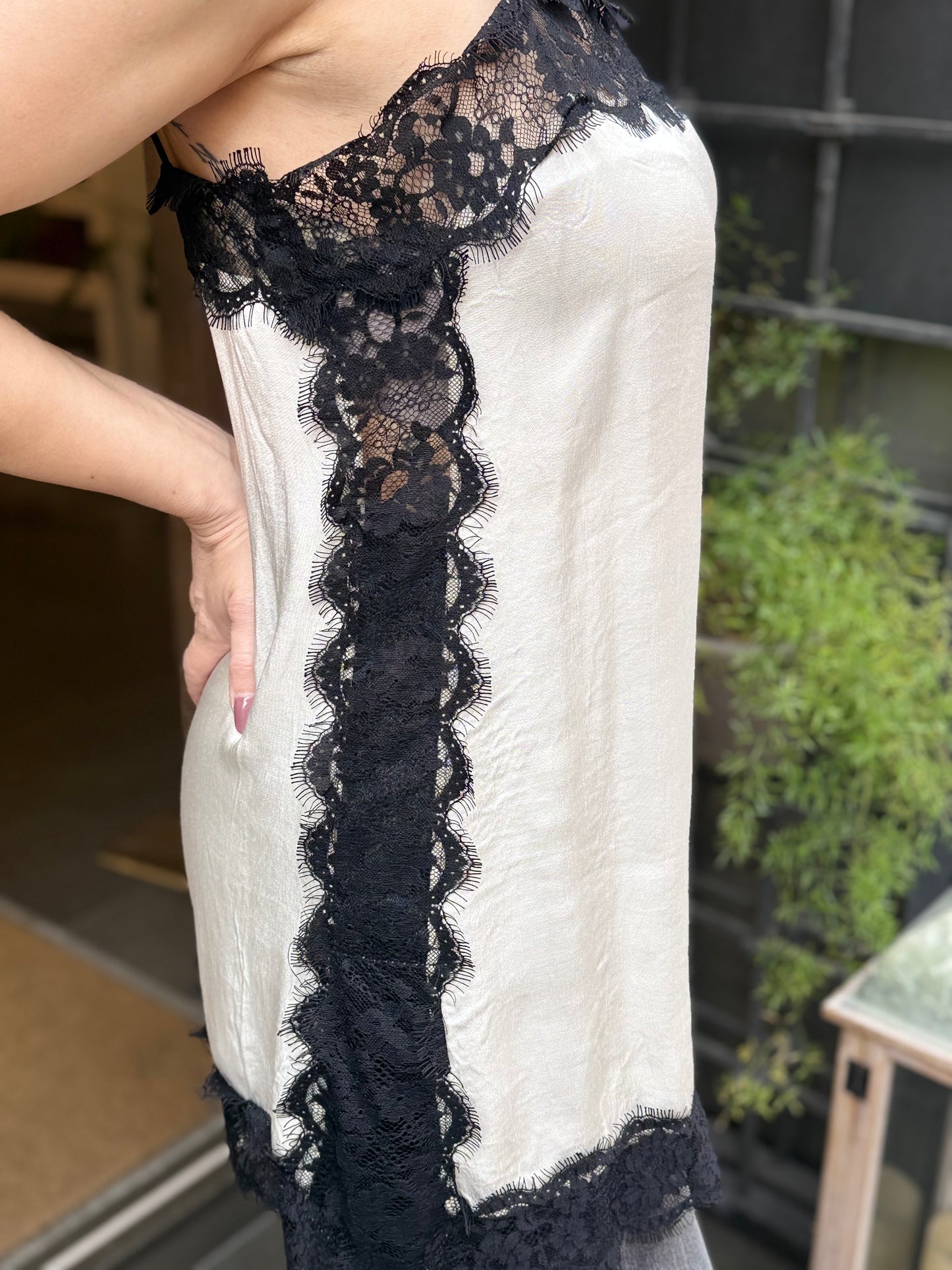 Top in lingerie e pizzo PANNA