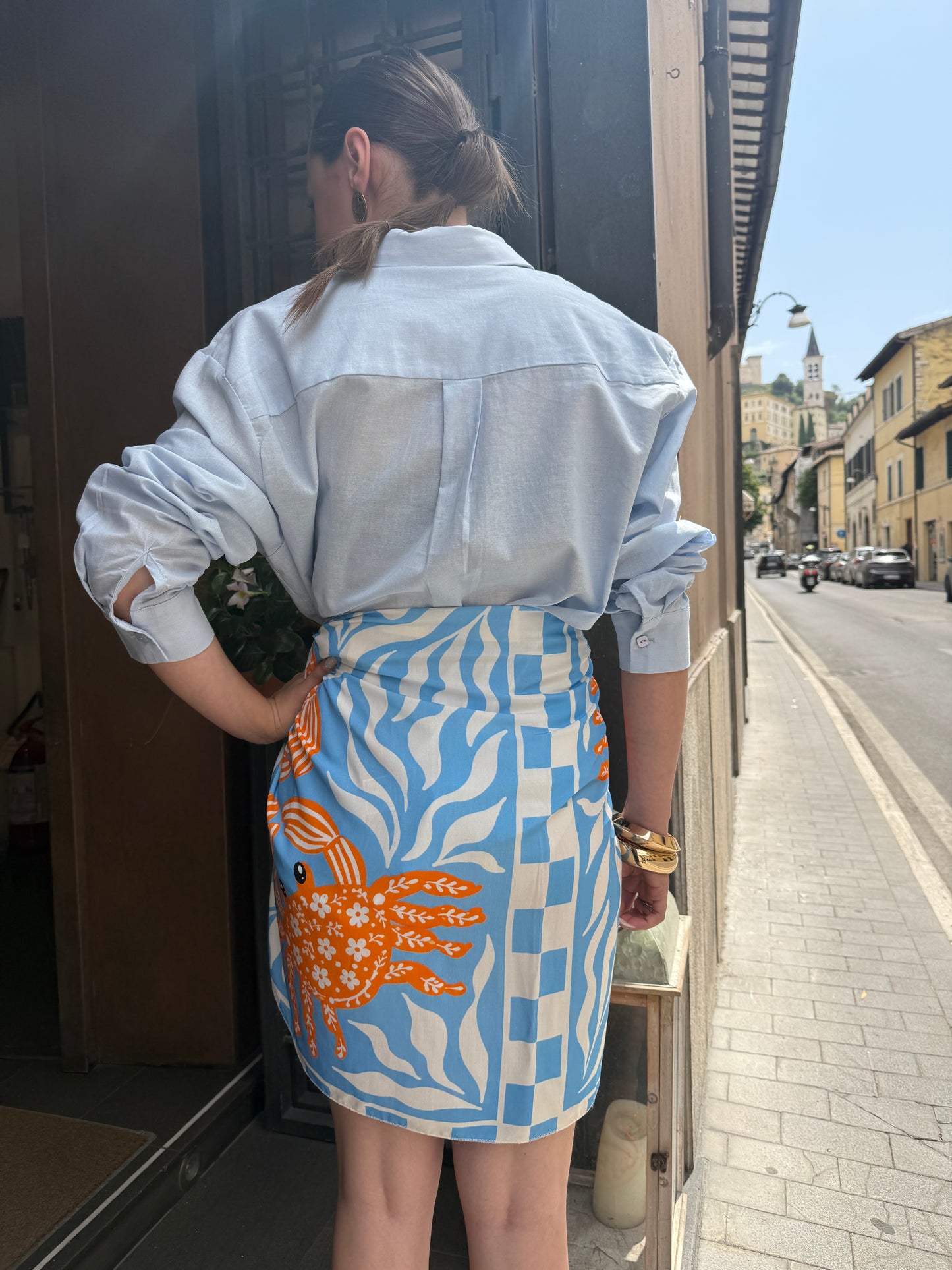 Gonna pareo corta CRAB azzurra