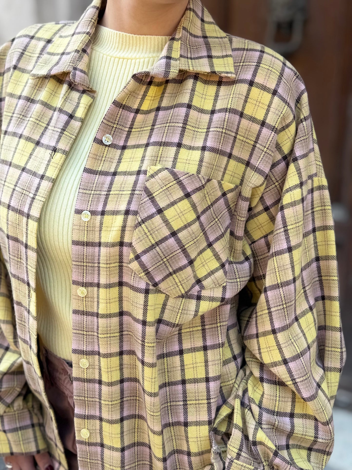 Camicia quadro pastello GIALLO/CIPRIA