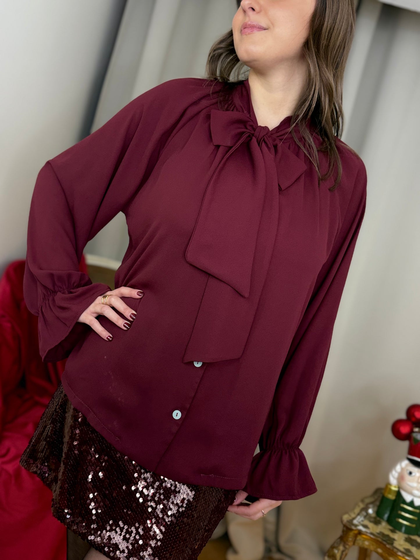 Camicia BORDEAUX con fiocco