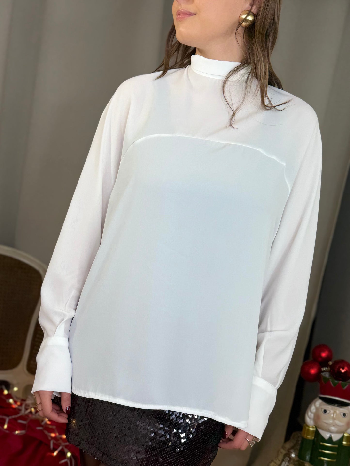Blusa con fiocco posteriore PANNA