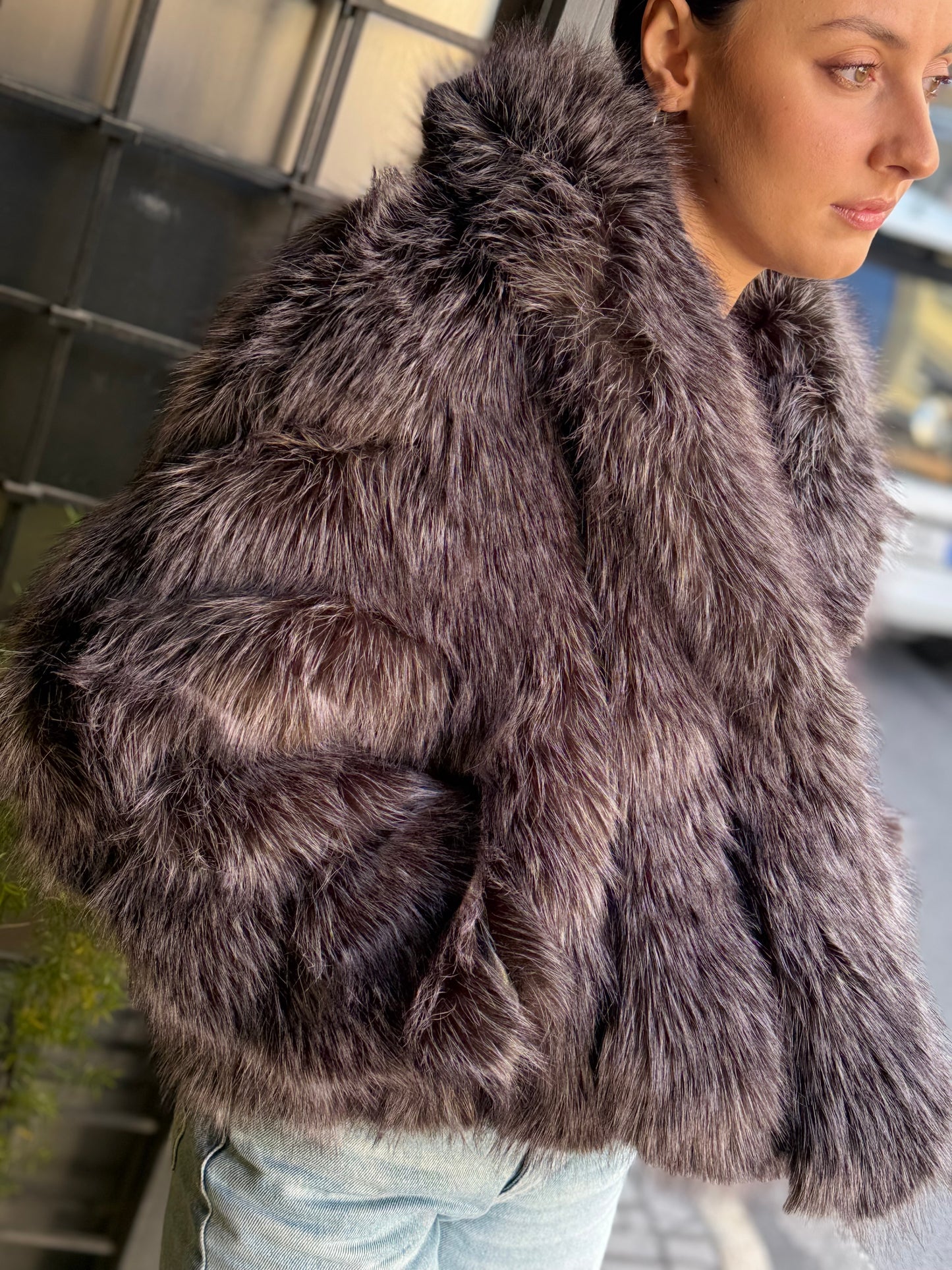 Ecopelliccia OLIMPIA Nero/Grigio