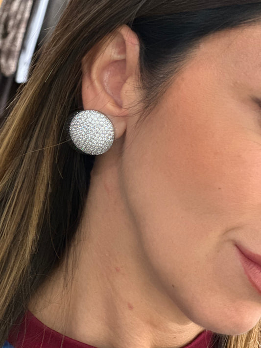 Orecchini bottoni strass ARGENTO