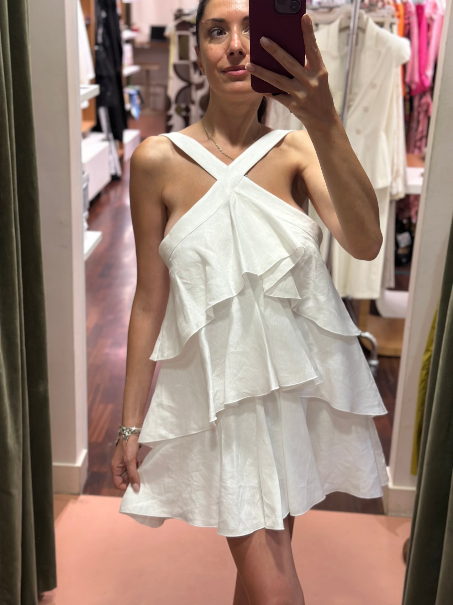 Silence Limited Mini Linum Dress White