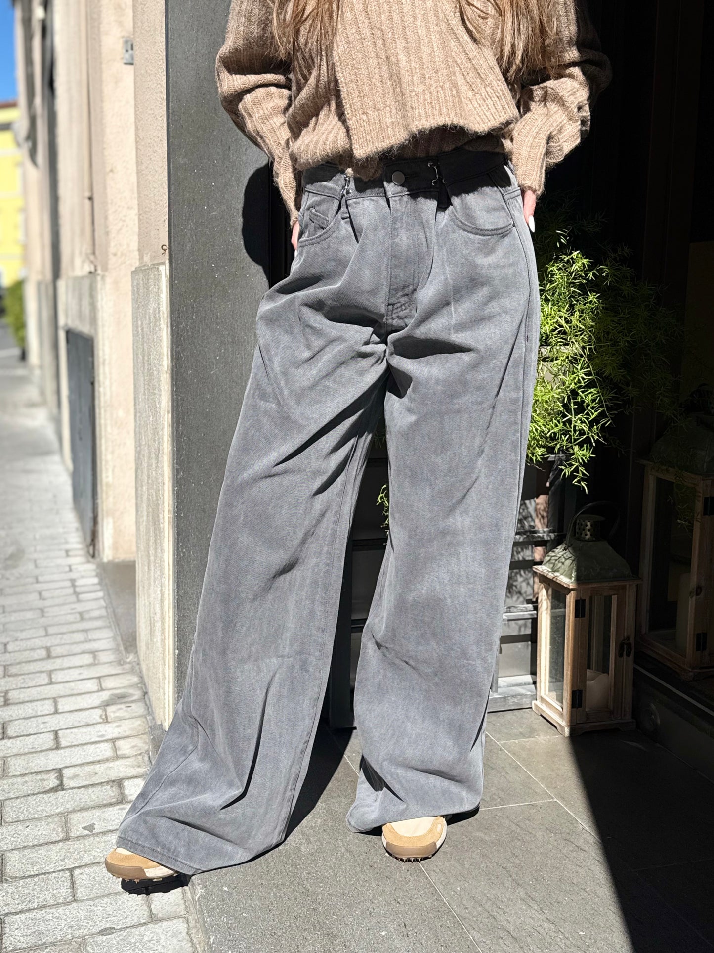 Eleh jeans con pence gancio GRIGIO