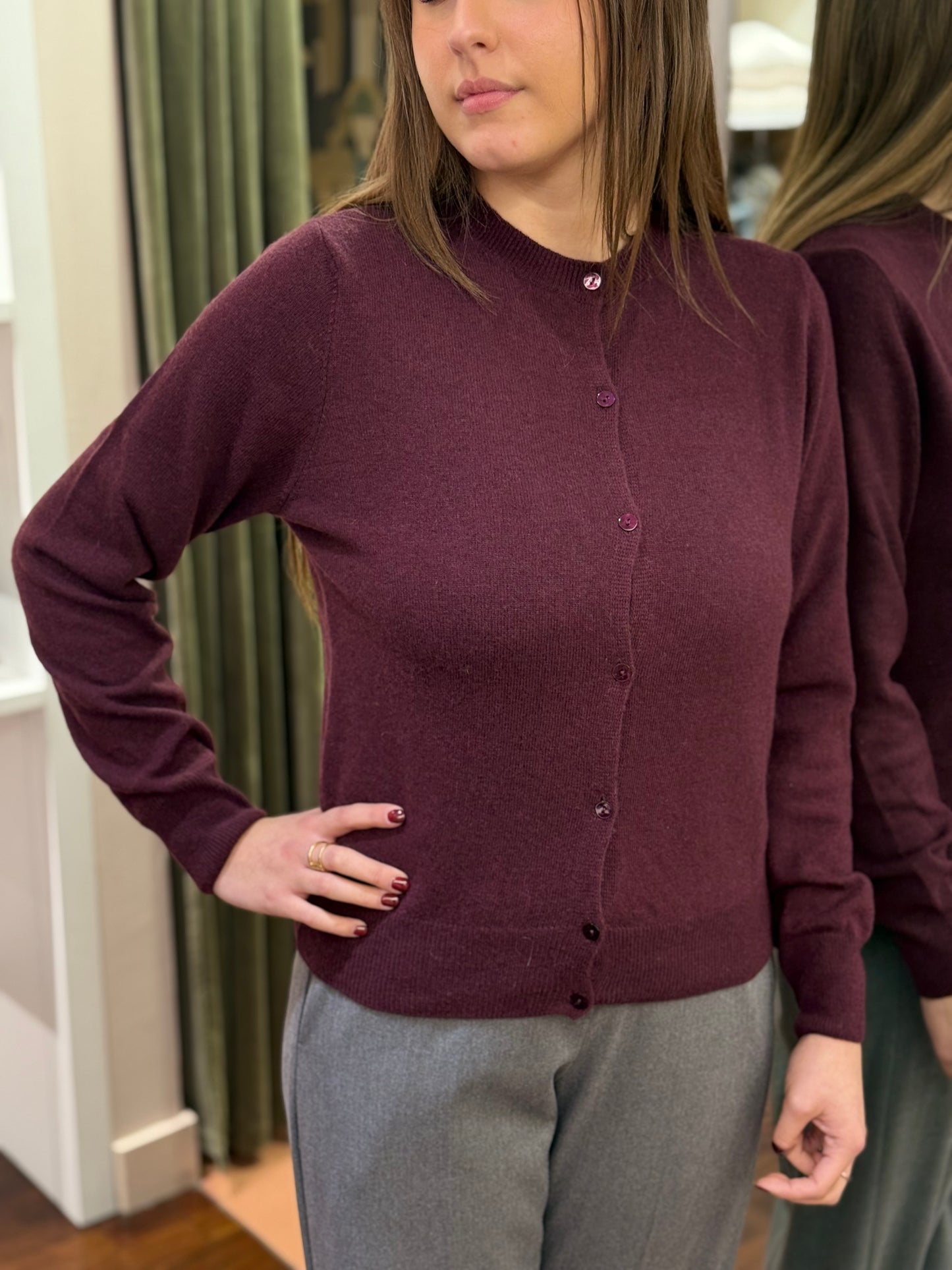 Tensione In Cardigan misto cashmere BORDEAUX